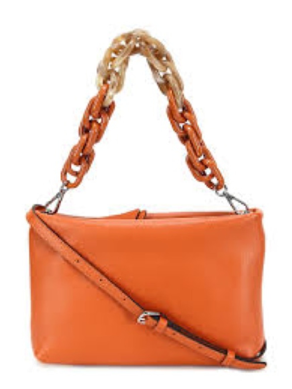 Gianni Chiarini Brenda Clutch Bag In Hammered Coral Leather With Resin Chain